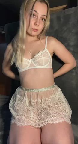 Blondy Curvy Garter Belt Innocent Lingerie Petite Small Tits Tease Teen XXX GIF By  Ivypremium13
