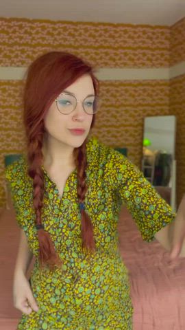 Fingering Pigtails Redhead Stockings XXX GIF By  Olivewood
