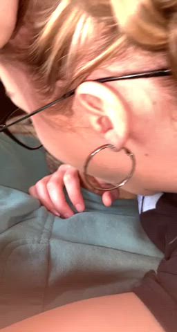 Amateur Large Rod Yellow-haired Blowjob Glasses Hotwife OnlyFans Sucking XXX GIF By  Therealrandd
