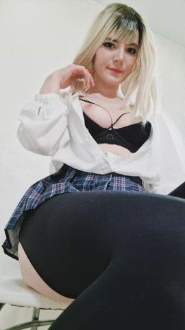 Blondie Melons Cosplay Pretty Natural Tits Pantyhose Schoolgirl Small Nipples Small Tits XXX GIF By  Webtolove
