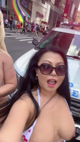 Chinese Large Tits Flashing Hotwife Krystal Davis MILF Mature Outdoor Public XXX GIF By  @krystaldavisxxx

